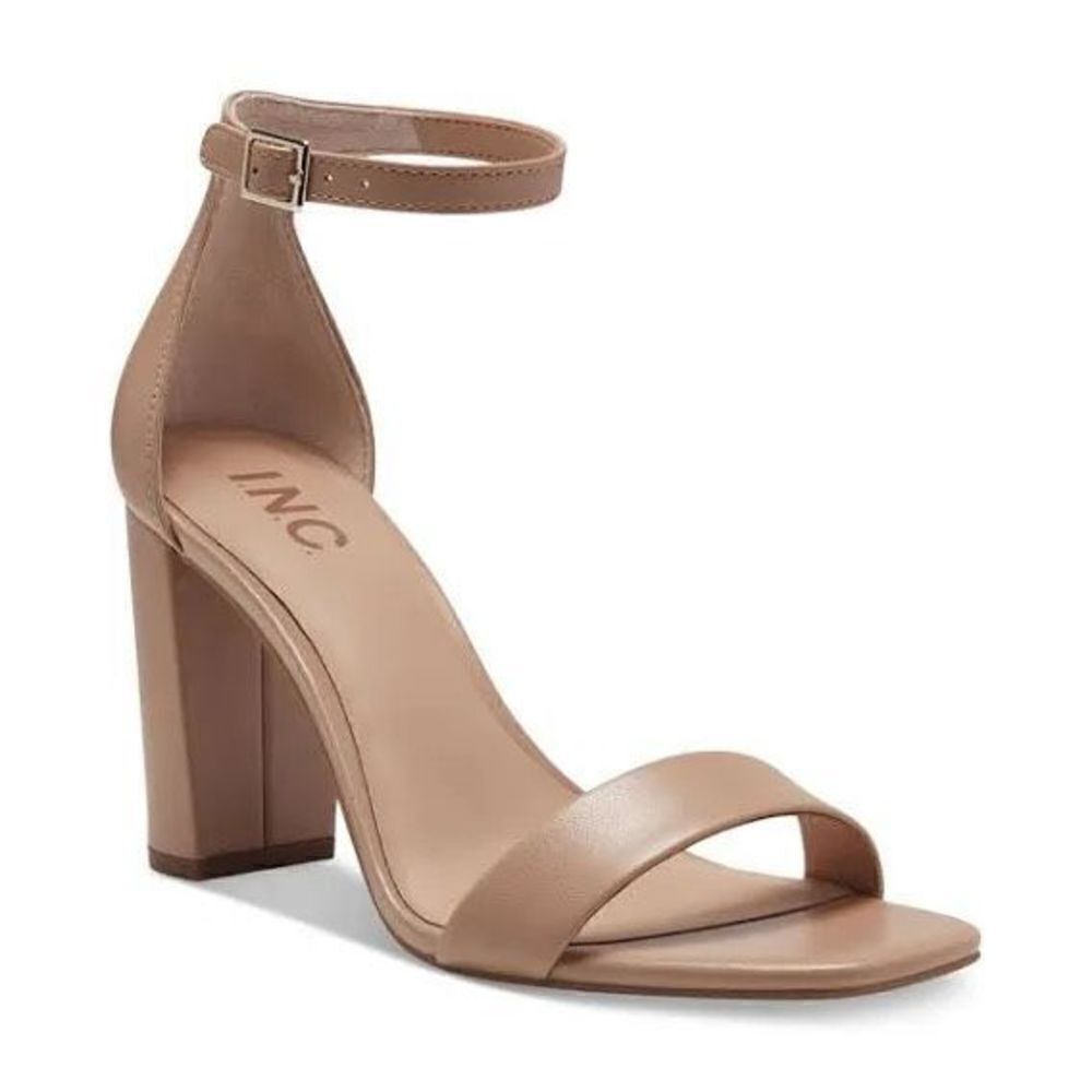 INC INTERNATIONAL CONCEPTS Women's Dark Almond Lexini Block Heel Sandals Size 7